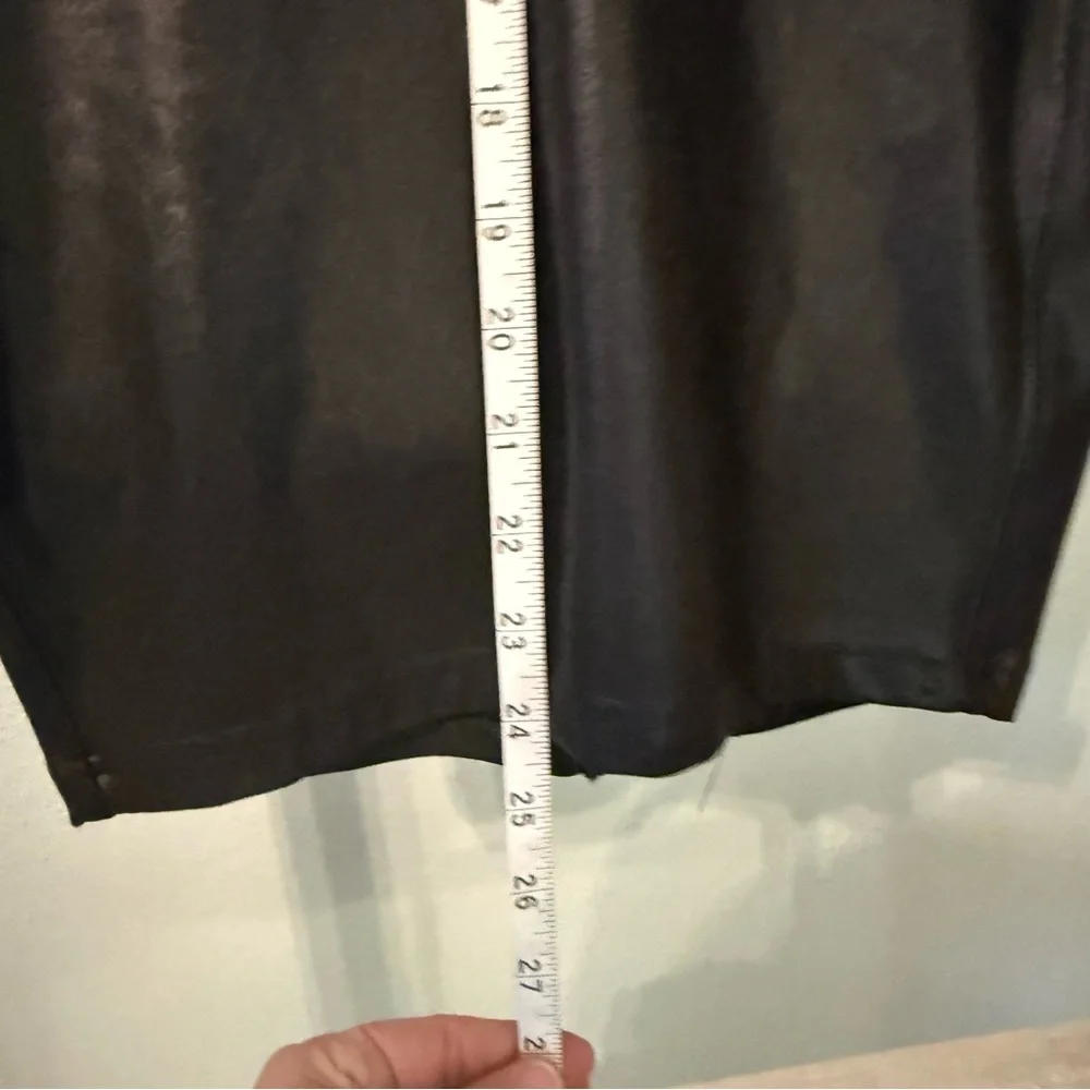 SPANX Faux Leather Black Women's Pencil Skirt Tummy Control Size S Shiny
